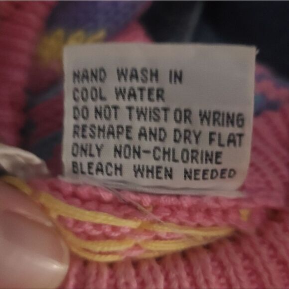 Vintage Pastel Geometeric Sweater 100% Cotton Brass Plumb Nordstrom - Picture 6 of 10